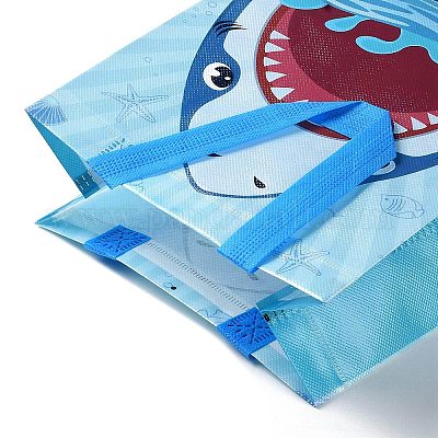 Многоразовые складные подарочные пакеты из нетканого материала с принтом акулы с ручкой ABAG-F009-D01-1