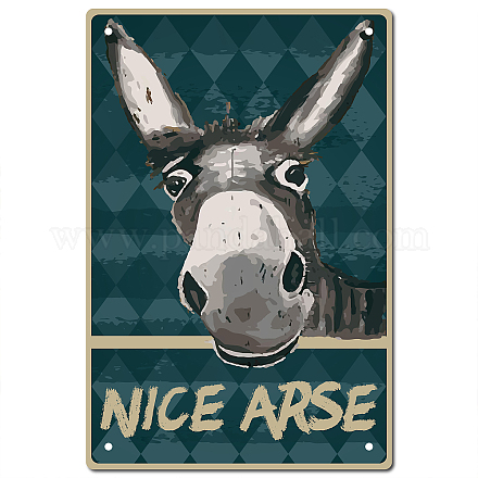 CREATCABIN Funny Nice Arse Donkey Sign Vintage Tin Signs Funny Metal Tin Sign Wall Art Garden House Plaque for Bathroom Kitchen Cafe Wall Halloween Christmas Decor AJEW-WH0157-290-1