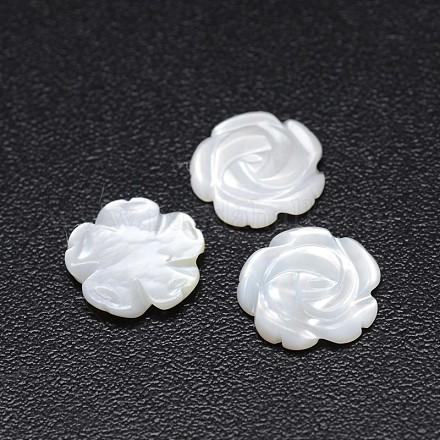 Rosa cabuchones de concha de perla blanca SSHEL-E553-22-1