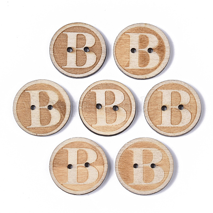 Boutons en bois imprimé avec 2 trou BUTT-T006-008-1