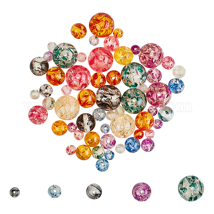 Chgcraft über 90pcs Nachahmung Bernstein Harz Perlen gemischte Farbe runde lose Perlen für Schmuck Halsketten Armbänder Ohrring Zubehör machen RESI-GL0001-03-1