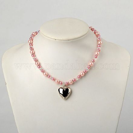 Acrylic Imitated Pearl Necklaces for Kids NJEW-JN00548-04-1