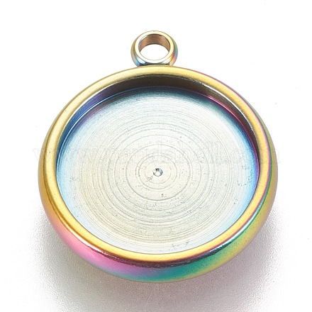 Ion Plating(IP) 304 Stainless Steel Pendant Cabochon Settings STAS-K202-03E-M-1