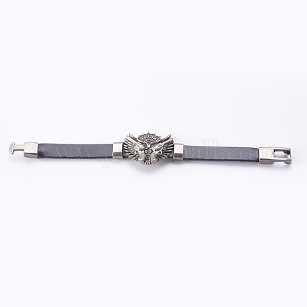 Men's PU Leather Cord Bracelets BJEW-K192-03D-01-1