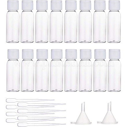 Benecreat 20pack 30ml flip cap bouteilles vides bouteilles de voyage en plastique transparent avec 10 pipettes et 2 entonnoirs pour shampooing lotions crèmes cosmétiques MRMJ-BC0001-56-1