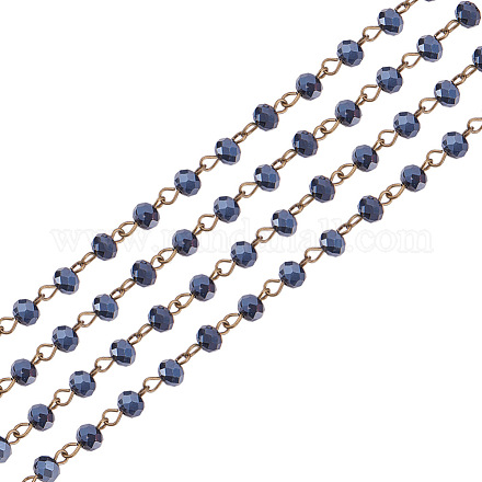 Handmade Glass Faceted Rondelle Beads Chains AJEW-PH00498-03-1