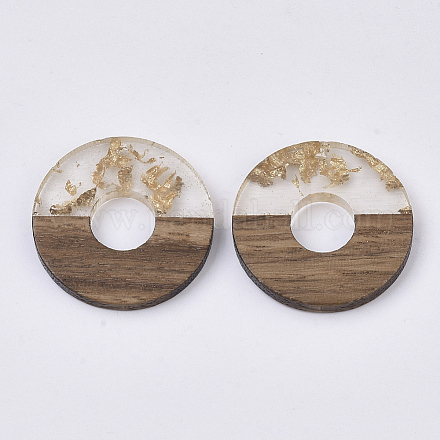 Transparent Resin & Walnut Wood Pendants RESI-S358-03-A01-1