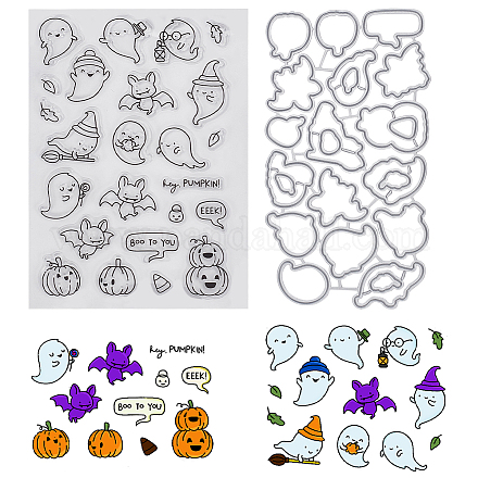 Craspire 1pc francobolli trasparenti in plastica pvc a tema halloween DIY-CP0008-83-1