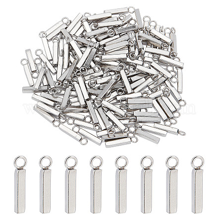 DICOSMETIC 200Pcs Cuboid Charm Long Bar Shape Charms Bar Blank Tag Charms Geometric Pendants Charms Rectangle Stamping Tag Pendant Straight Charm for Necklace Bracelet Jewelry Making STAS-DC0011-15-1