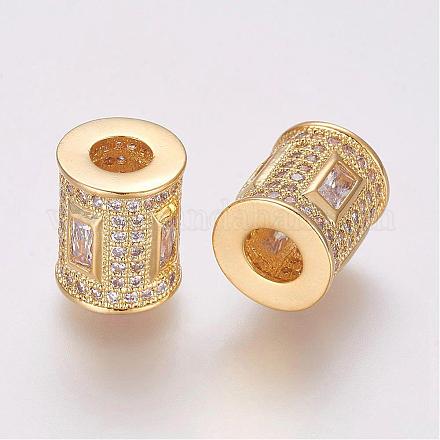 Perles européennes en laiton avec zircone cubique de micro pave ZIRC-G091-07G-1