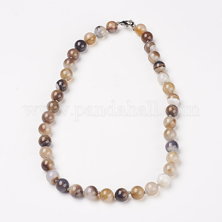 Natural Dyed Agate Beads Necklaces NJEW-F139-8mm-15-1