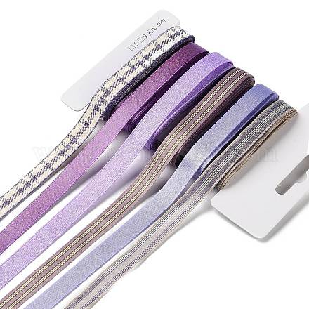 18 ヤード 6 スタイルのポリエステル リボン  DIY手作りクラフト用  髪のちょう結びとギフトの装飾  紫のカラーパレット  蘭  3/8~1/2インチ（9~12mm）  約3ヤード/スタイル SRIB-Q022-B03-1