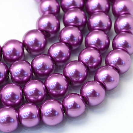 Backen gemalt pearlized Glasperlen runden Perle Stränge X-HY-Q003-4mm-16-1