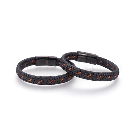 Braided Leather Cord Bracelets BJEW-F349-05B-1