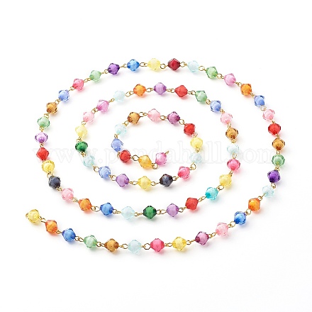 Chaînes de perles acryliques transparentes faites à la main AJEW-J034-07-1