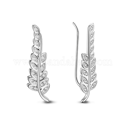 TINYSAND 925 Sterling Silver Leaf Cubic Zirconia Stud Earring TS-E250-S-1