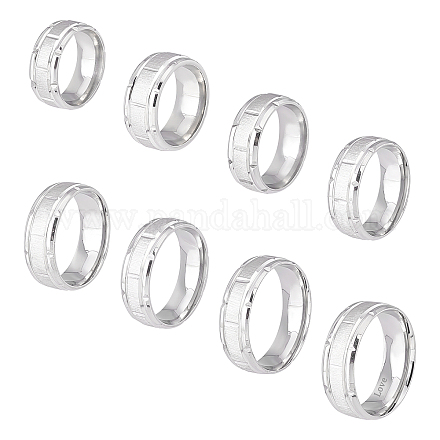 Dicosmetic 8 pz 8 taglia 201 anello per dito scanalato in acciaio inossidabile per uomo donna RJEW-DC0001-11-1