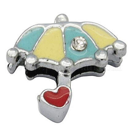 Colorful DIY Jewelry Findings Umbrella Alloy Enamel Rhinestone Slide Charms Jewelry Making Accessories X-ENAM-Q131-3-1