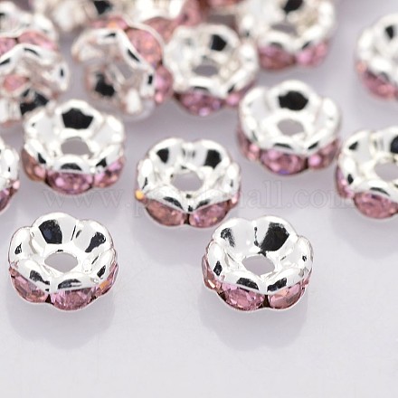 Brass Rhinestone Spacer Beads RB-A014-L8mm-27S-1