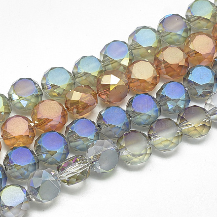Frosted Electroplate Glass Beads Strands EGLA-S147-6mm-M-1