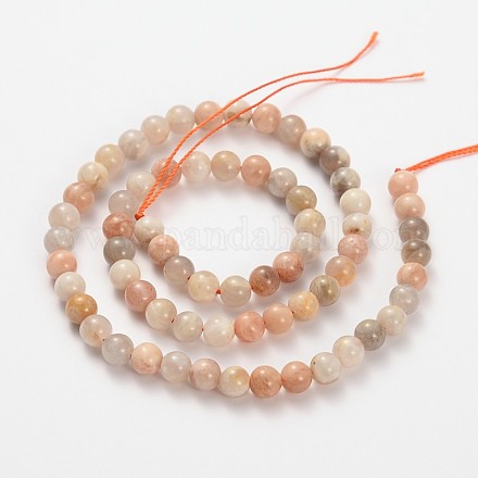 Natural Multi-Moonstone Round Beads Strands G-O030-12mm-10-1