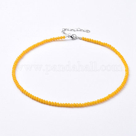Faceted Rondelle Glass Beaded Necklaces NJEW-JN02568-10-1