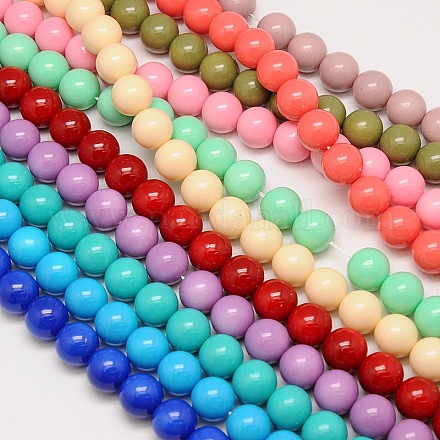 Eco-Friendly Round Baking Paint Glass Beads Strands HY-A003-12mm-M-1
