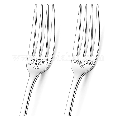 Word Pattern Stainless Steel Fork AJEW-WH0191-015-1