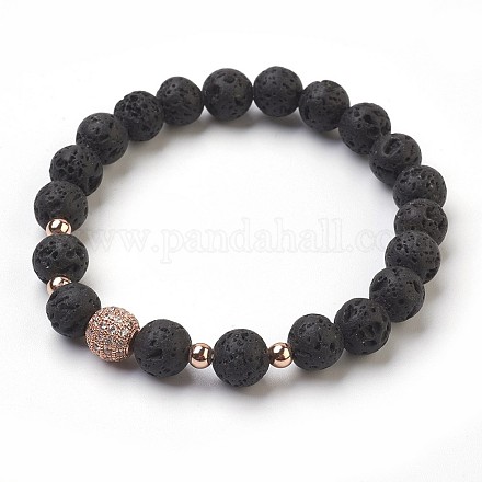 Natural Lava Rock Beads Stretch Bracelets BJEW-JB03838-04-1