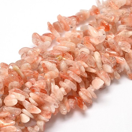 Natural Sunstone Chip Beads Strands G-E271-44-1