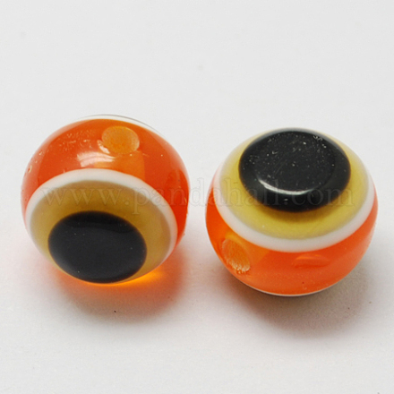 Round Evil Eye Resin Beads RESI-R159-10mm-04-1