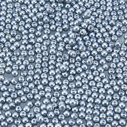 Круглые бусины из экологически чистого окрашенного стекла с жемчугом HY-PH0001-3mm-RB077-1