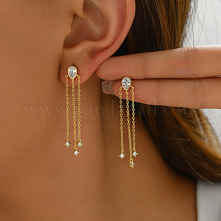 Элегантные серебряные серьги-кисточки с цирконом для повседневной женской одежды YG7714-1