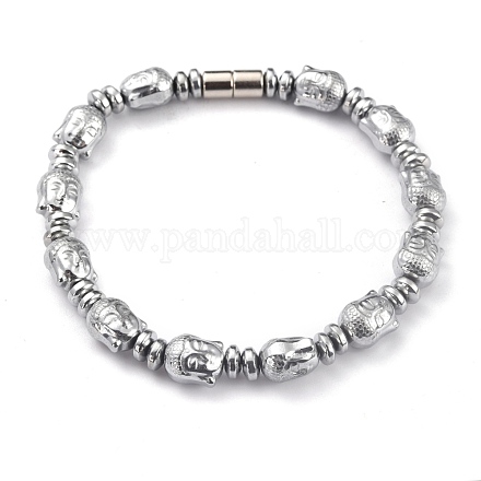Bracelets de perles d'hématite synthétique magnétiques électrolytiques BJEW-B011-02-1