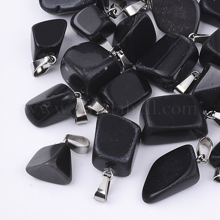 Natürlichen schwarzen Stein-Anhänger G-Q996-12-1