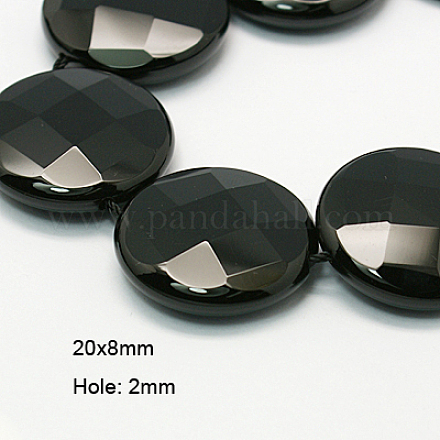 Natural Black Onyx Beads Strands G-E039-FFR1-20x8mm-1
