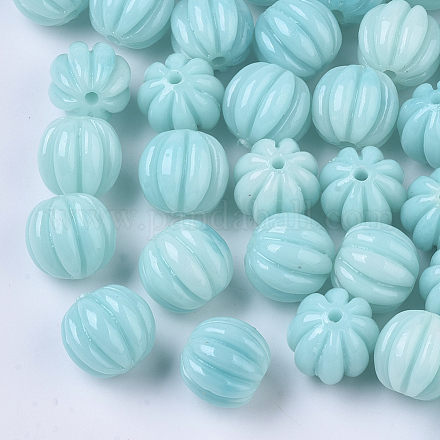 Synthetic Coral Corrugated Melon Beads CORA-R017-27-A01-1