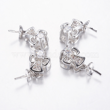 Long-Lasting Plated Brass Micro Pave Cubic Zirconia Cup Pearl Peg Bails Pin Pendants ZIRC-F069-53A-P-1