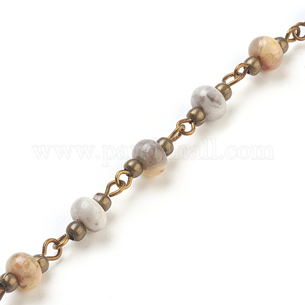 Handmade Natural Agate Beaded Chains AJEW-JB00444-01-1