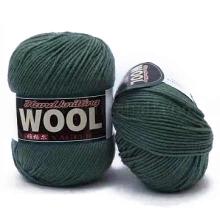セーター帽子用のポリエステルとウールの糸  かぎ針編み用品用の 4 連売り ウール糸  ダークスレートグレー  約100グラム/ロール YCOR-PW0001-003A-07-1