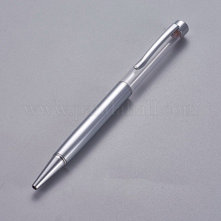 創造的な空のチューブボールペン  内側に黒のインクペンを詰め替えます  DIYキラキラエポキシ樹脂クリスタルボールペンハーバリウムペン作り用  銀  銀  140x10mm AJEW-L076-A03-1