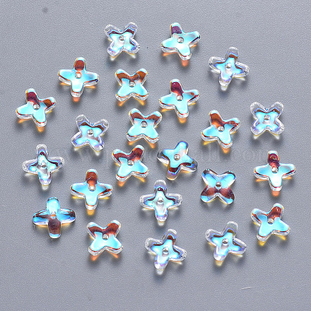 Perles de verre peintes par pulvérisation transparent GLAA-YW0003-10-1