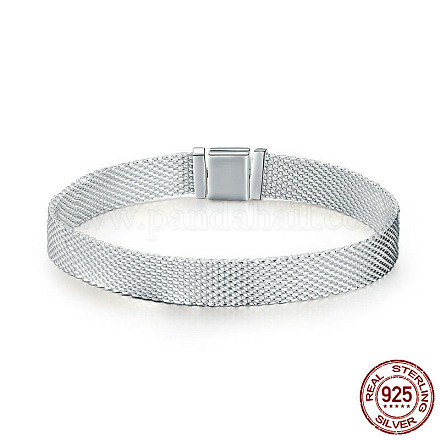 925純銀製の腕輪  プラチナ  7-1/2インチ（19cm）  7mm BJEW-FF0011-08B-1