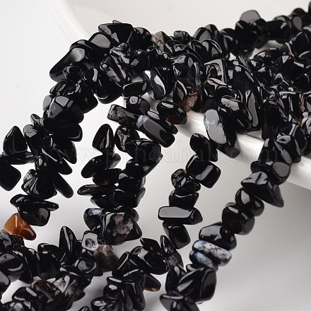 Pépites perles d'agate noire naturelle brins G-M344-13-1