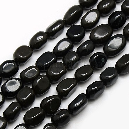 Natural Obsidian Nuggets Beads Strands G-L154-16-1