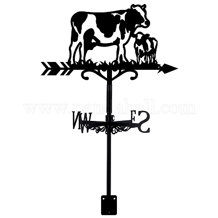 Superdant 牛風見鶏 錬鉄風見鶏 屋根 庭の方向標識 屋外農家の装飾 風見鶏の飾り 風見鶏 風見鶏 金属風測定ツール AJEW-WH0265-015-1