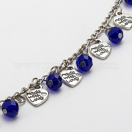Chaînes avec perles en rondelles facettées en verre manuelles pour réaliser de colliers et bracelets AJEW-JB00088-03-1