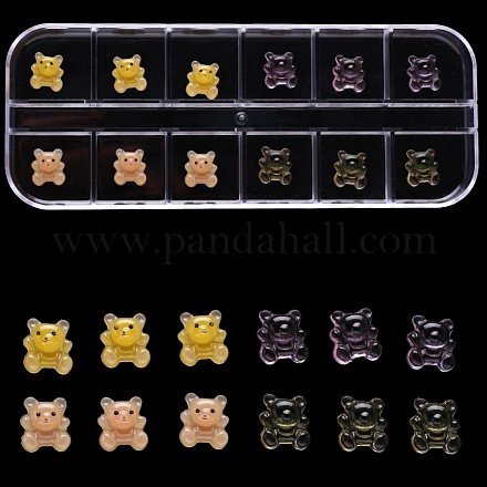 Cabochons à ongles en résine avec 12 boîte de grille MRMJ-S043-055M-1