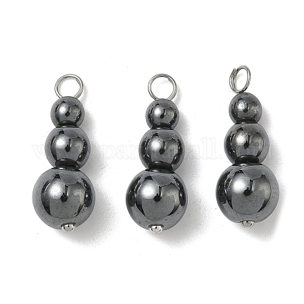 Синтетические немагнитные гематитовые круглые бусины-подвески PALLOY-JF02867-05-1