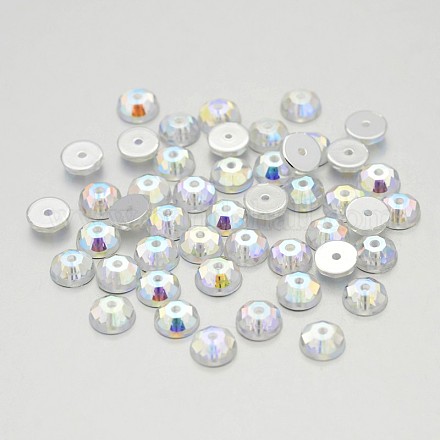 Back Plated Faceted Half Round Taiwan Acrylic Rhinestone Beads ACRT-M08-5-07-1